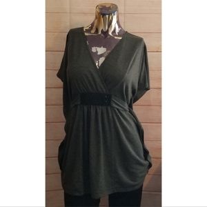 Motherhood Maternity Gray Belted Blouse